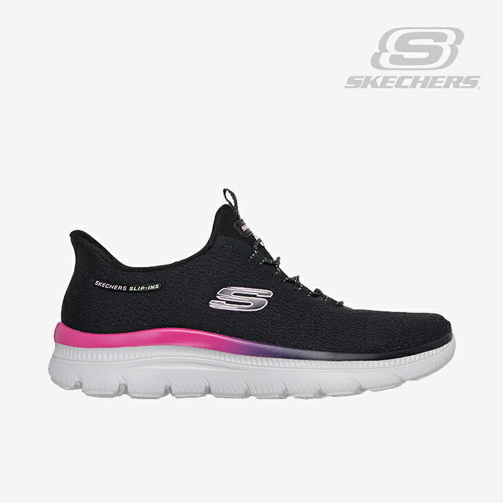 ：SKECHERS｜W Slip-Ins Summits Plus Shimmering Strid/ スケッチャーズ/スリップインズ サミット プラス シマーリング ストリッド/ブラックｘマルチ #