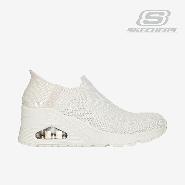 ：SKECHERS｜W Slip-Ins Uno Wedge Kickin Knit/ スケッチャーズ/スリップインズ ウノ ウェッジ キッ第一人者 編み物/象牙色 #