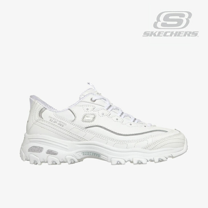 ・SKECHERS｜W Slip-Ins D Lites Winning Choice/ スケッチャーズ/スリップインズ ディーライツ ウィニング チョイス/ホワイトｘシルバー #