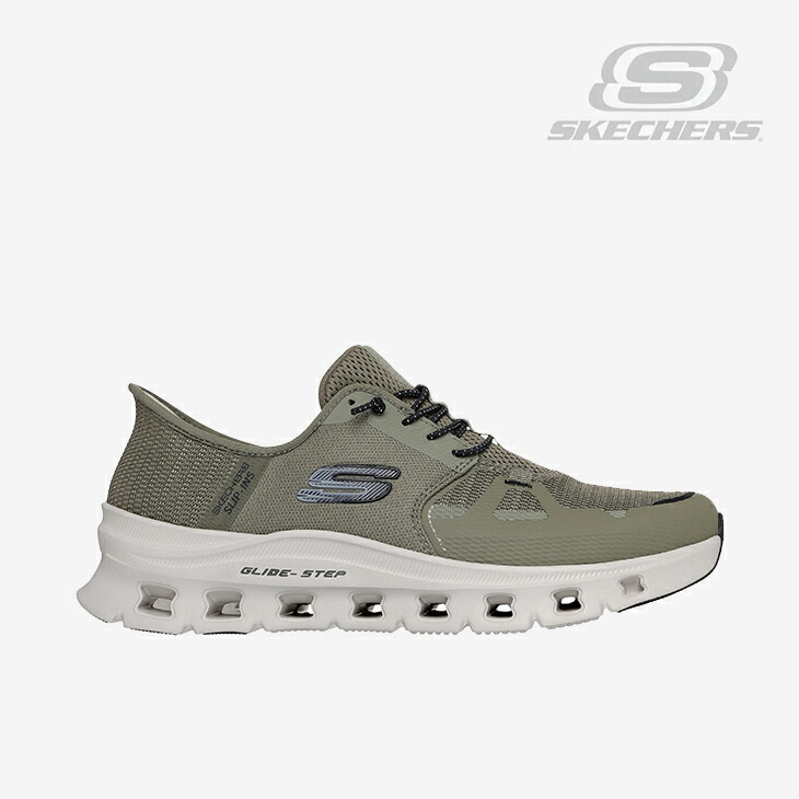 ・SKECHERS｜Slip-Ins Glide-Step Pro/ スケッチャーズ/スリップインズ グライドステップ 労働者階級 広広とした 相応う/オリーブｘ黒いこと #