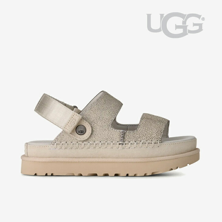 ・UGG｜W Goldenstar Crackle Glide Leather Platform Sandal/ アグ/ゴールデンはやりっ子 クラックル グライド なめし革 プラットホーム サンダル/クラックルホワイト #