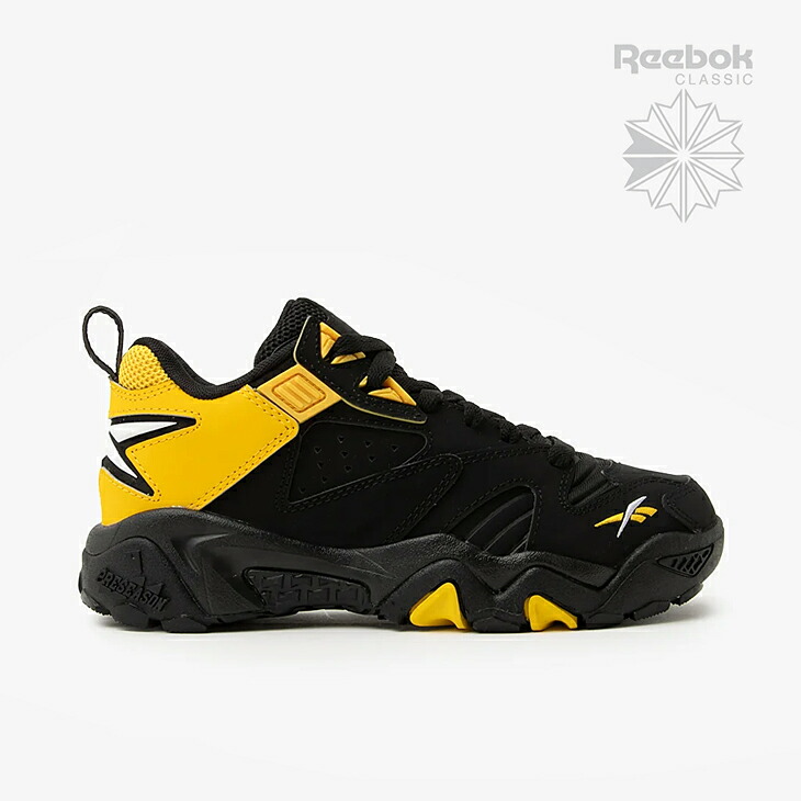 ・REEBOK｜Brutus Low Training Preseason/ リーボック/ブルータス ロー シンセティック レザー/ブラックｘイエロー #｜GO ON