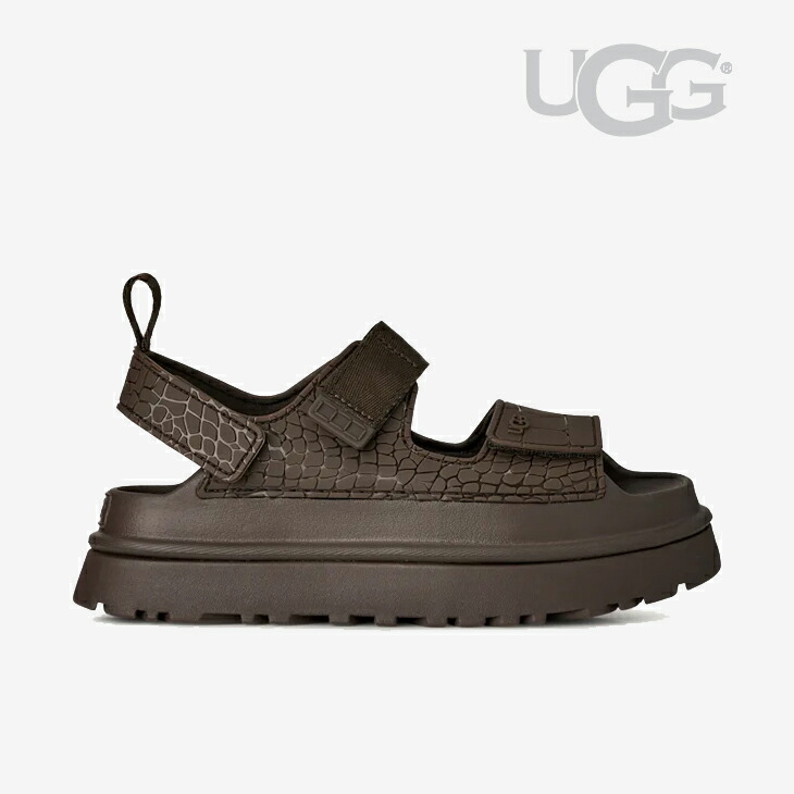 ・UGG|W Goldenglow Embossed Crocodile Pattern Platform Sandal/ アグ/ゴールデングロウ エンボスト クロコダイル パターン プラットフォーム サンダル/デンススモーク #|GO ON