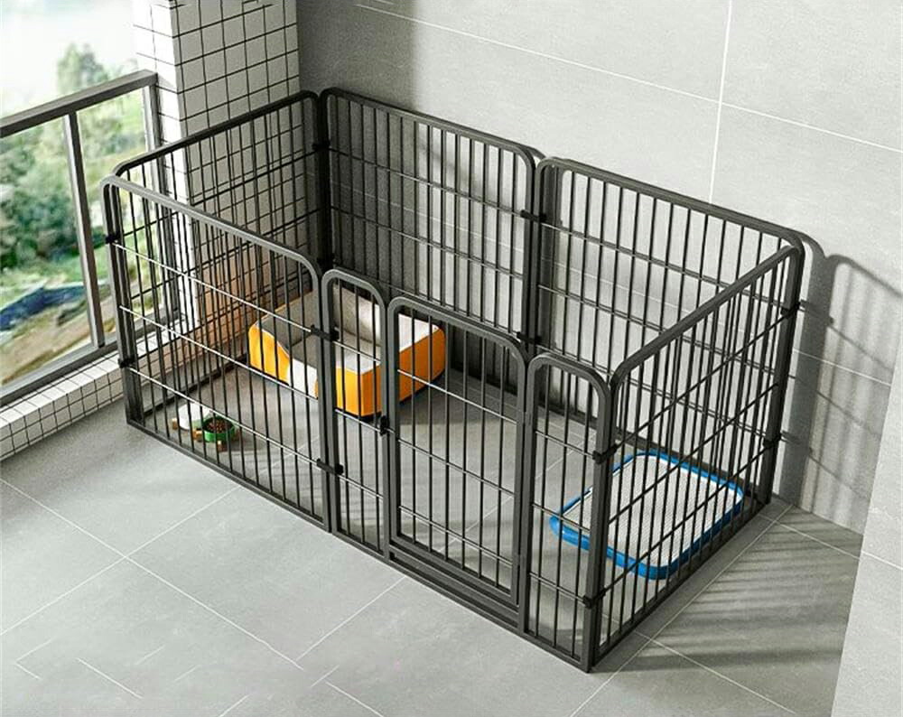 ペットサークル 犬 ペットフェンス サークルケージ ドア付き 室内 屋外 置くだけ 柵 自立 ケージ 小型犬 セットドア付 6枚 接続式 簡単組み立て 工具不要 折りたたみ 犬用 広げる レイアウト自由 120×60cm 送料無料