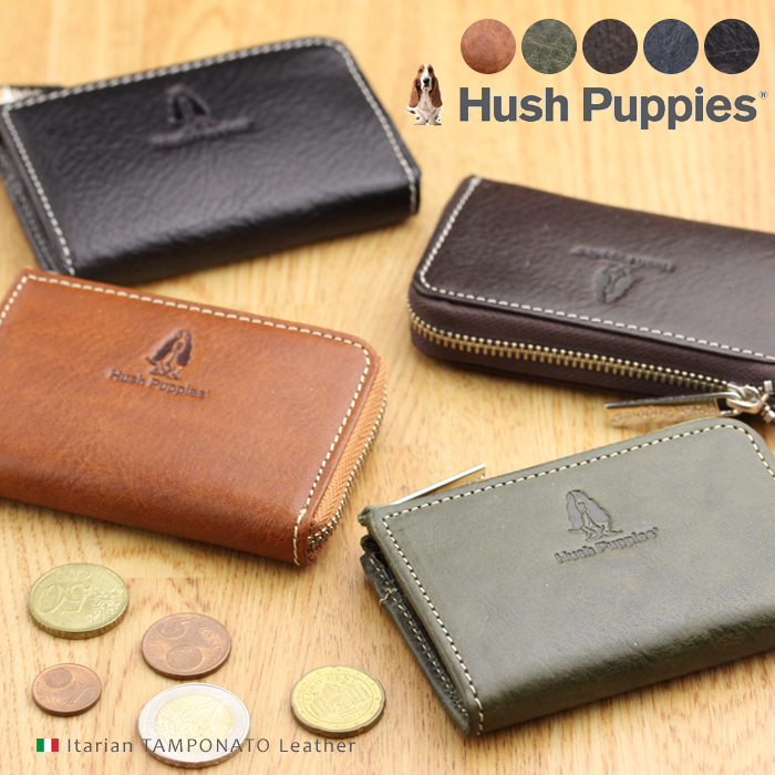 Hush Puppies（ハッシュパピー）Lファスナー小銭入れ コインケース イタリアンレザー【コインケース 小銭入れ メンズ 本革 コインケース ハッシュパピー 財布 メンズ カードケース メンズ 本革 men's coin case ギフト 男性 誕生日 プレゼント 男性 小銭入れ コインケース】