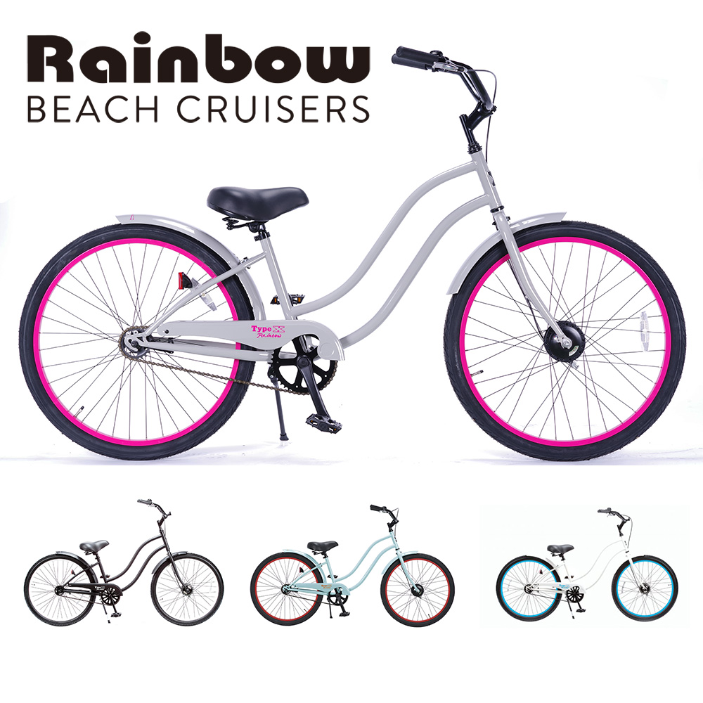 冬バーゲン 特別送料無料 Rainbow Beachcruiser レインボービーチクルーザー Type X 26 Ladies タイプエックス レディース 自転車 26インチ Type X Matte Black White Mint Gray Blue Pink Fucoa Cl