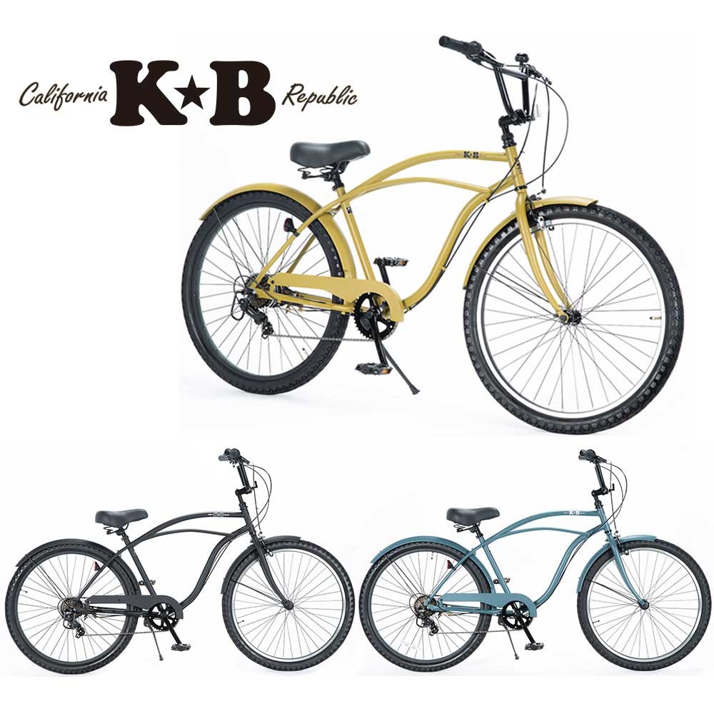 KB/ケイビービーチクルーザー 26in 飾りつけ6段歯車 RAINBOW PRODUCTS 26KB-CityCruiser 6D 銀輪 26in 砂浜クルーザー