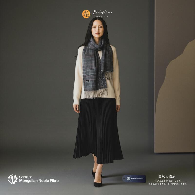 『Noble Fibre』100％カシミール・えり巻き 禾穀類＆照合のしるし フリンジ付き添い人【飛び切り カシミヤ 今めかしい 流行り物 防寒 かしみあ】