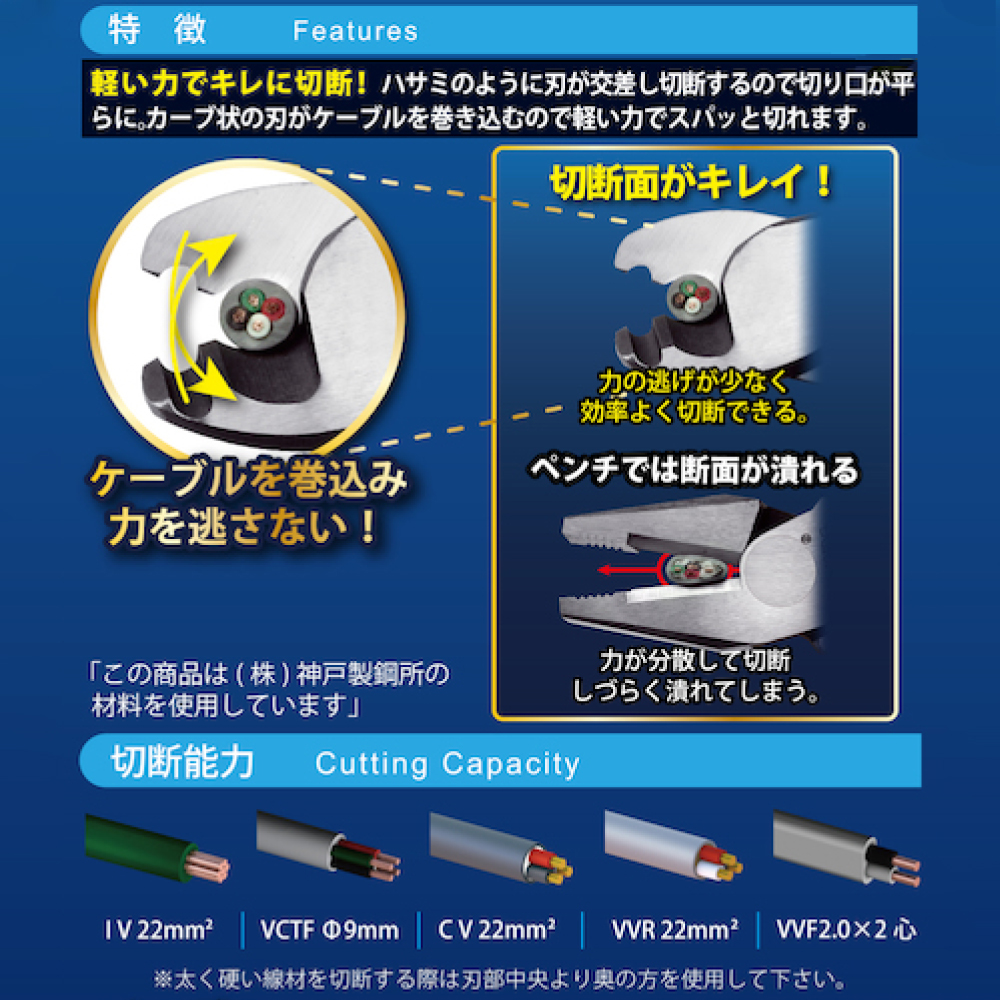 楽天市場 イエローシャーク22 ケーブルカッター150mm Ca 22 ツノダ 取寄品 配線 切断 切る Tsunoda King Ttc 日本製 ゴッドハンド公式 楽天市場店