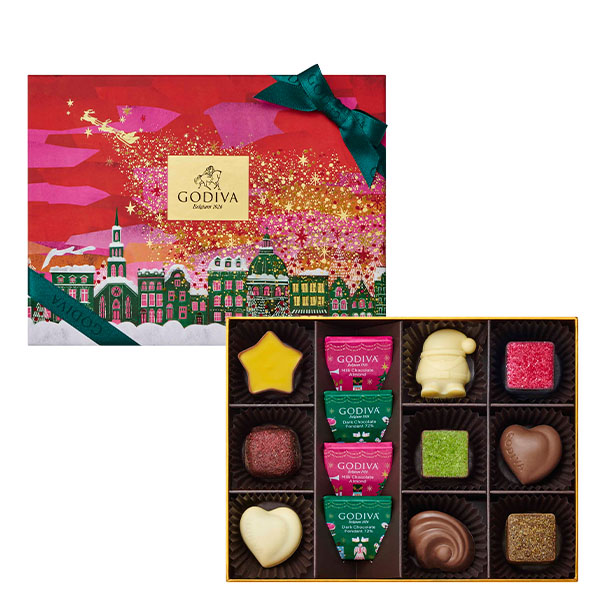 楽天市場 クリスマス ホリデー スイーツ プレゼント ギフト お返し お祝い チョコレート ゴディバ Godiva ゴディバ キラリ ときめく クリスマス アソートメント 9粒入 ゴディバ Godiva