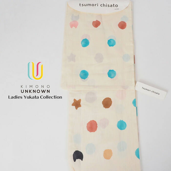 【そらまる】ツモリチサト　浴衣　本体のみ【水玉・海】 楽天市場】浴衣 単品 《tsumori chisato ツモリチサト》 白地に