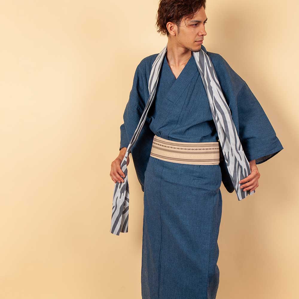 送料無料 浴衣 メンズ浴衣4点セット 浴衣 帯 下駄 腰紐 日本製高級綿麻生地使用 振袖 バッグ 網代柄浴衣 セット レンタル 男性用お仕立て上がり 浴衣 4点 セット メンズ 男 浴衣 和服 和装 おしゃれ 夏祭り 大人 父の日 プレゼント