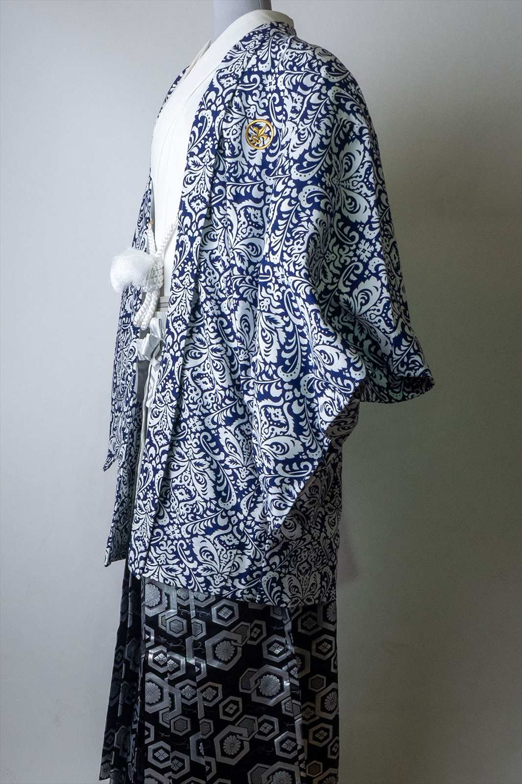 |往復送料無料|【レンタル】【対応身長170cm-180cm】男性用レンタル紋付き袴フルセット|紋付きフルセット|紋付袴レンタル|羽織紐|袴|はかま|男性着物|成人式|卒業式|