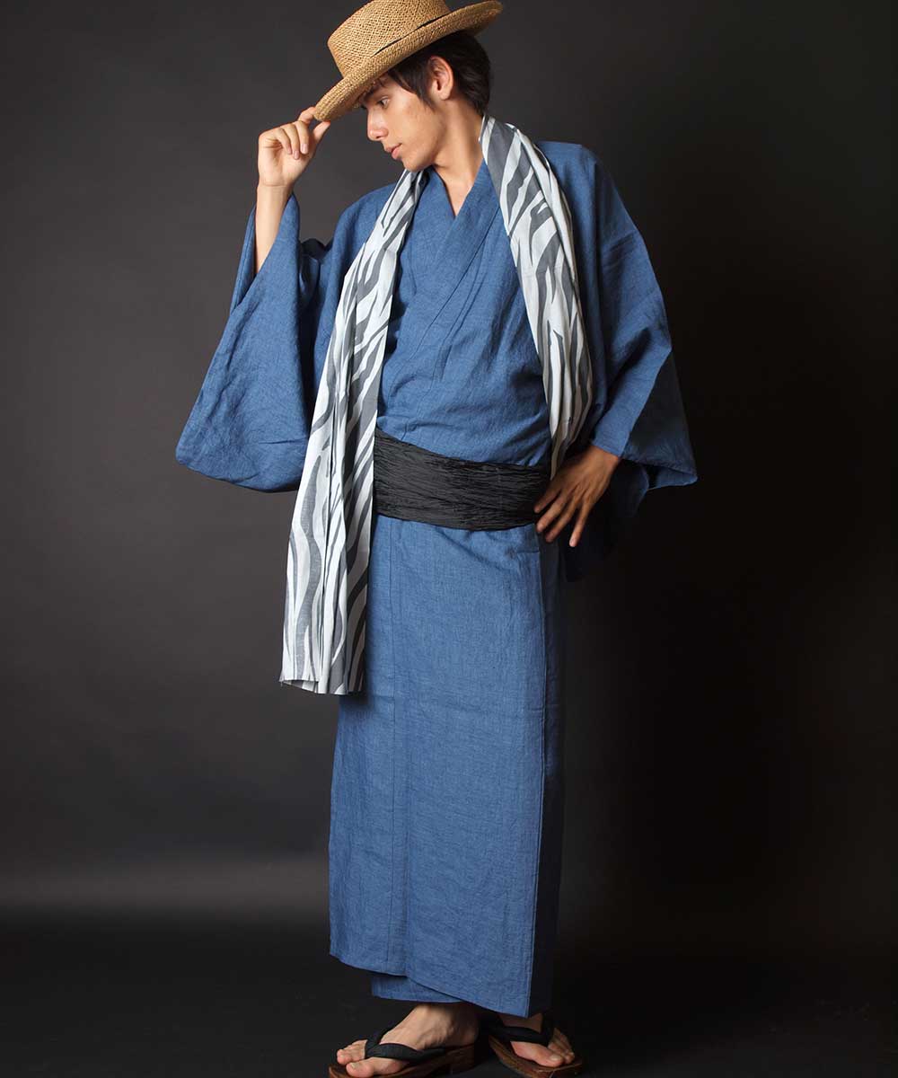 95 Off 送料無料 浴衣 メンズ Iks Deux 本麻リネンダンガリー メンズ浴衣 男性用お仕立て上がり浴衣4点セット 麻100 無地 リネンダンガリー 夏着物 近江ちぢみ 紺 ネイビー 和服 和装 おしゃれ 夏祭り 大人 父の日 プレゼント Fucoa Cl