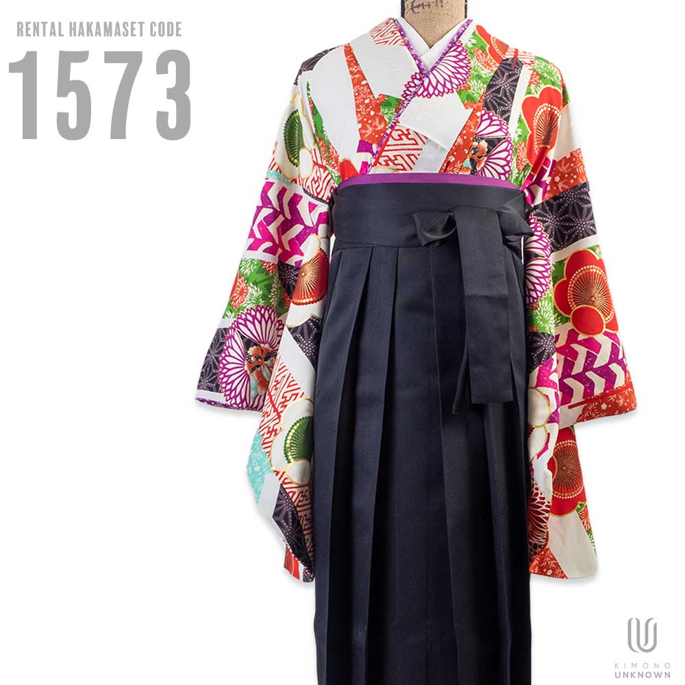 【レンタル】卒業式 袴 レンタル 女 フルセット 女性 袴セット【対応身長150cm~157cm】【正統派】 卒業式レンタル袴フルセット-1573 花柄 白 赤 黒