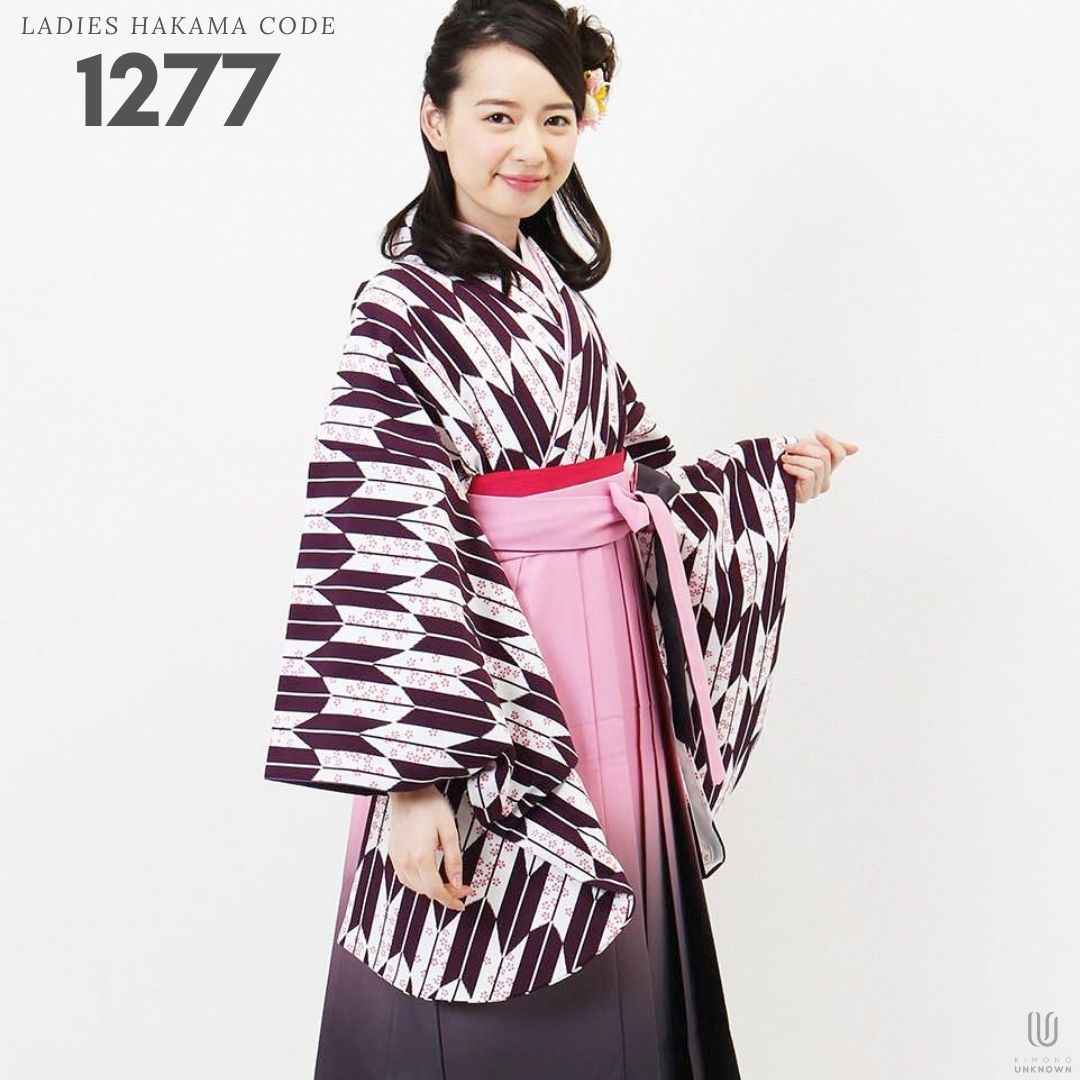 【レンタル】卒業式 袴 レンタル 女 フルセット 女性 袴セット【対応身長157cm～165cm】【正統派】 卒業式レンタル袴フルセット-1277 矢絣 白 紫｜kimonoあんのん