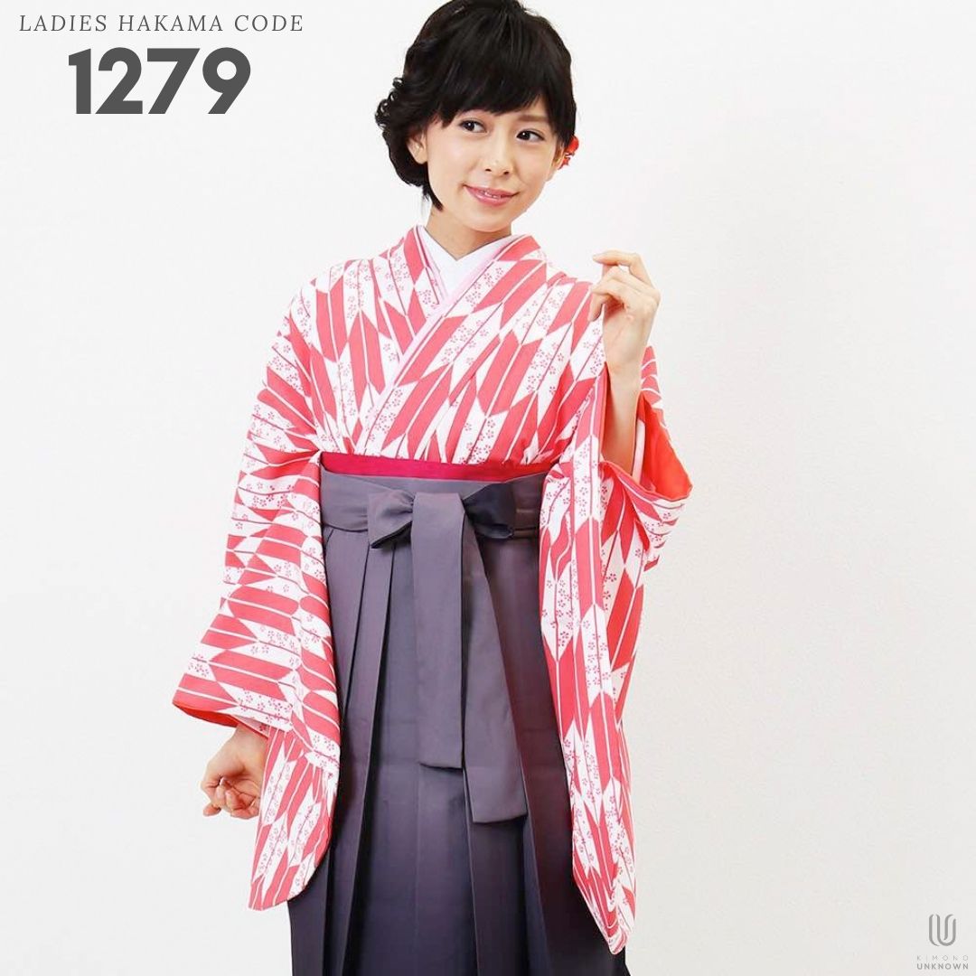 【レンタル】卒業式 袴 レンタル 女 フルセット 女性 袴セット【対応身長157cm～165cm】【正統派】 卒業式レンタル袴フルセット-1279 矢絣 白 ピンク｜kimonoあんのん