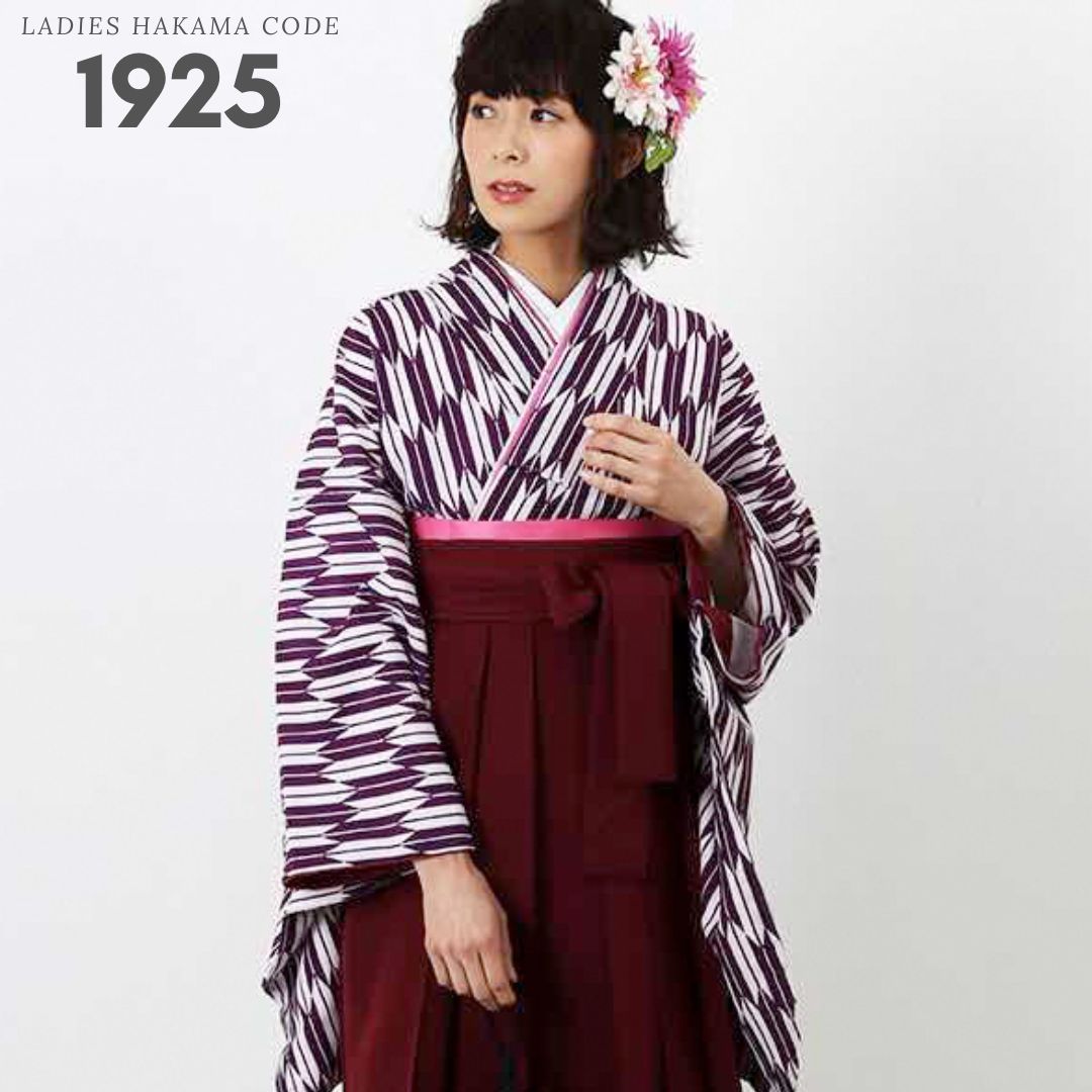 【レンタル】卒業式 袴 レンタル 女 フルセット 女性 袴セット【対応身長150cm～157cm】【正統派】 卒業式レンタル袴フルセット-1925 マルチカラー 矢絣 紫 白 臙脂