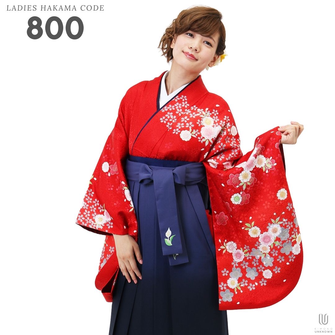 【レンタル】卒業式 袴 レンタル 女 フルセット 女性 袴セット【対応身長157cm～165cm】【正統派】 卒業式レンタル袴フルセット-800 マルチカラー 花柄 桜 撫子 赤 紫