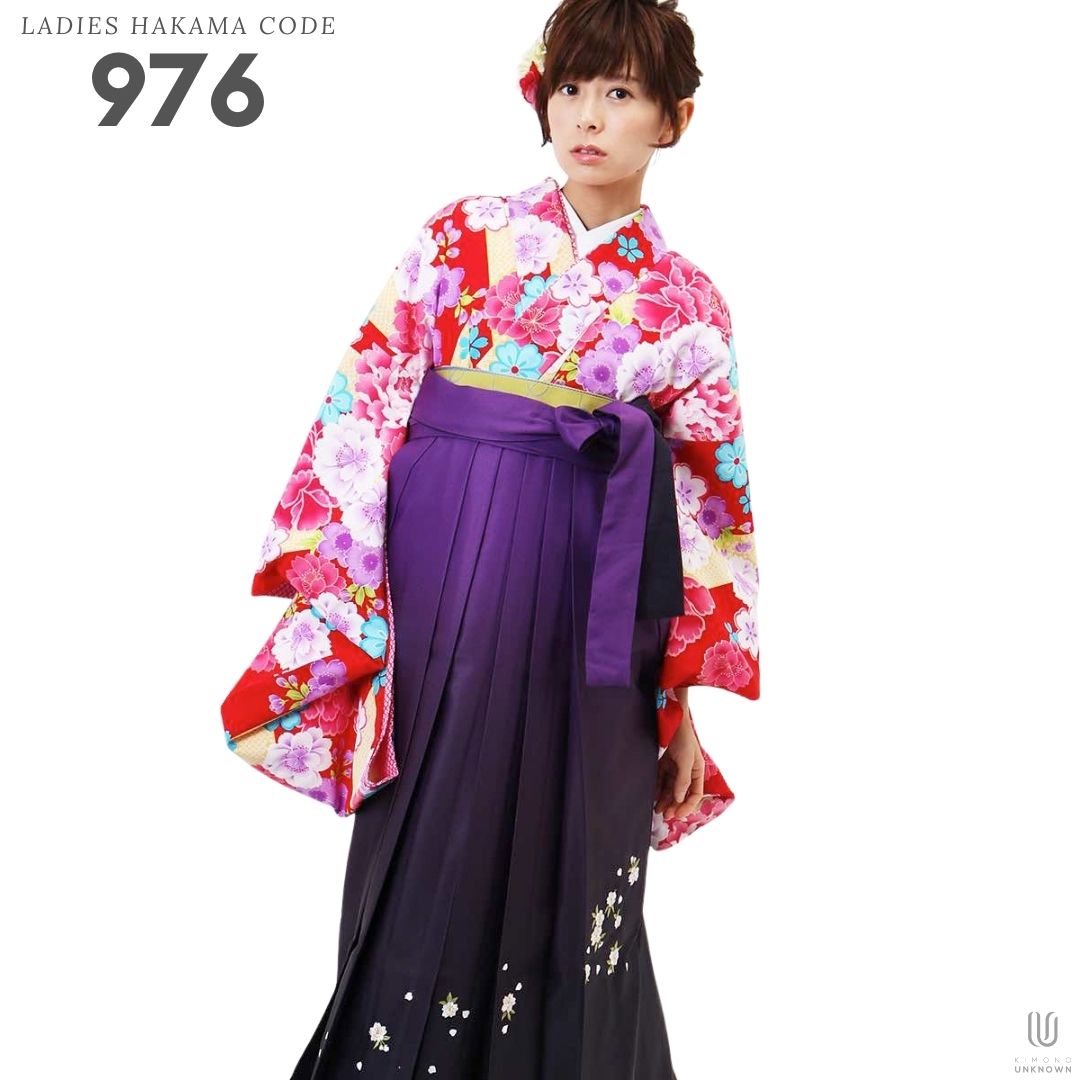 【レンタル】卒業式 袴 レンタル 女 フルセット 女性 袴セット【対応身長157cm～165cm】【キュート】 卒業式レンタル袴フルセット-976 マルチカラー 花柄 牡丹 赤 黄色 紫
