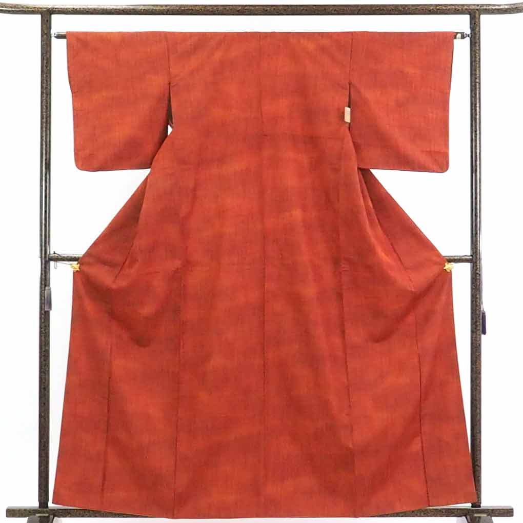 【中古】紬 リサイクル着物 身丈163cm 裄63cm 前幅25cm 後幅30cm 袖丈48cm 正絹（シルク） レディース 袷仕立 秋冬春用 茶色 裄Mサイズ リユース