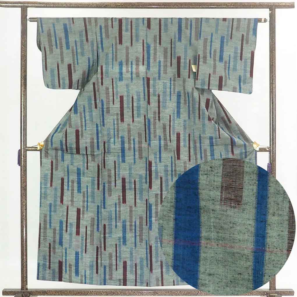 【中古】紬 リサイクル着物 身丈158cm 裄62cm 前幅23cm 後幅28.5cm 袖丈45cm 正絹（シルク） レディース 単衣 初夏・初秋用 グレー地 裄Sサイズ 未使用品 リユース