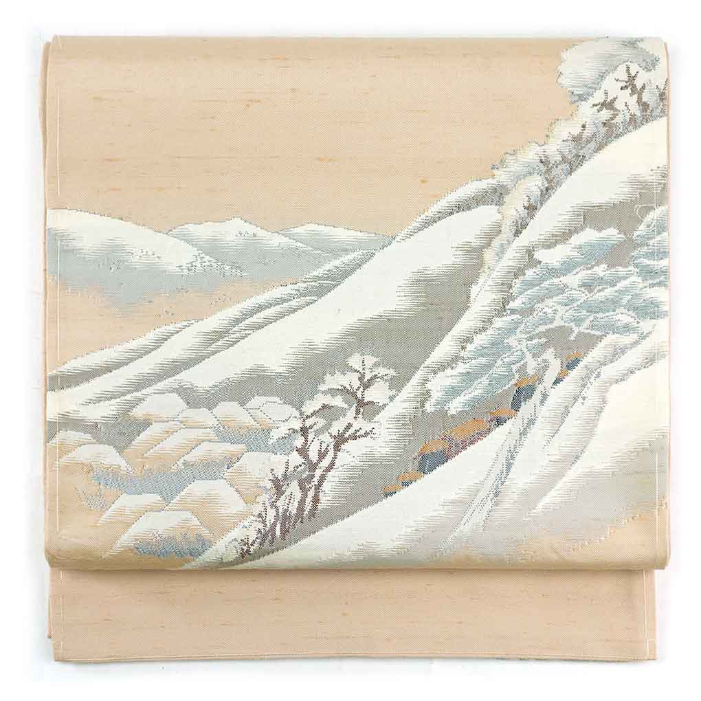 【中古】袋帯 リサイクル帯 幅31cm 長さ434cm レディース 風景画 秋冬春用 正絹（シルク）ピンク 未使用品 リメイク リユース 13,728円