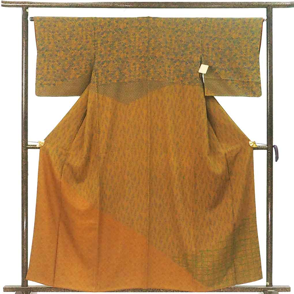 【中古】訪問着 リサイクル着物 身丈159cm 裄65cm 前幅25cm 後幅30cm 袖丈47cm 袖幅33cm レディース 袷 花柄 裄Mサイズ 秋冬春用 正絹（シルク）ブラウン 美品 リメイク リユース