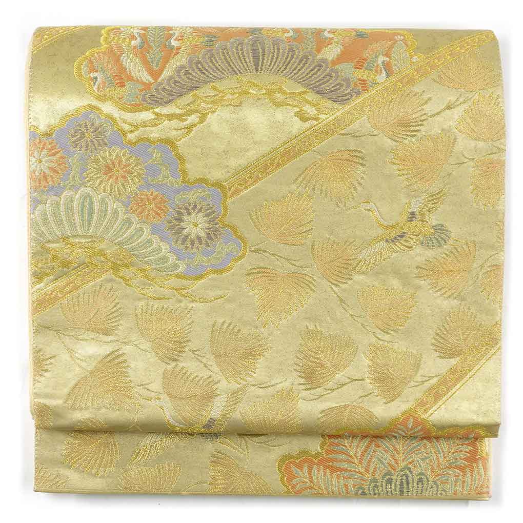 【中古】袋帯 リサイクル帯 幅30.5cm 長さ438cm レディース 松 秋冬春用 正絹(シルク)ゴールド 美品 リメイク リユース|リサイクル着物 呉服のきくや