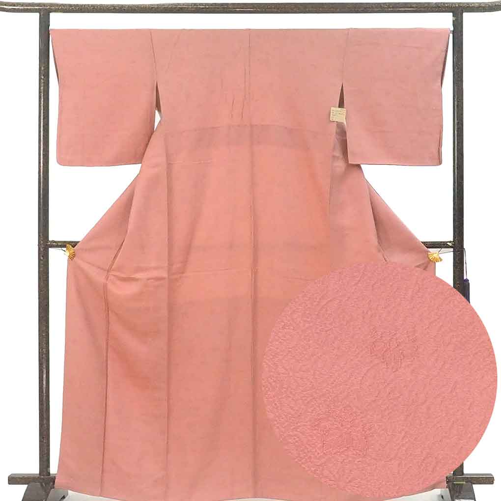 【中古】色無地 リサイクル着物 身丈167cm 裄67cm 前幅23cm 後幅30.5cm 袖丈49cm 袖幅33.5cm レディース 袷 無地 裄長 裄Lサイズ 秋冬春用 正絹(シルク)ピンク トールサイズ やや難 リメイク リユース