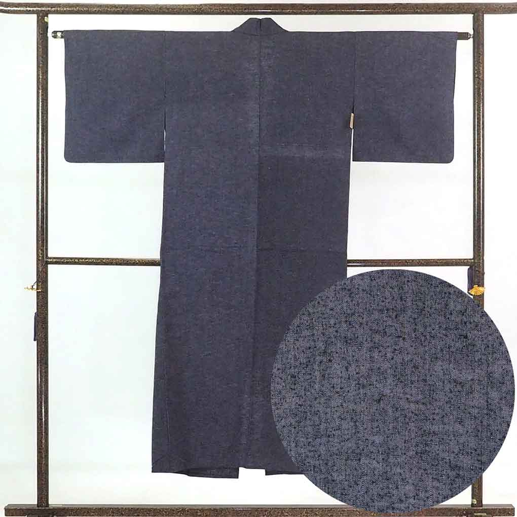 【中古】紬 リサイクル着物 身丈143cm 裄63cm 前幅25cm 後幅30cm 袖丈43cm 正絹（シルク） レディース 単衣 初夏・初秋用 グレー地 裄Mサイズ リユース