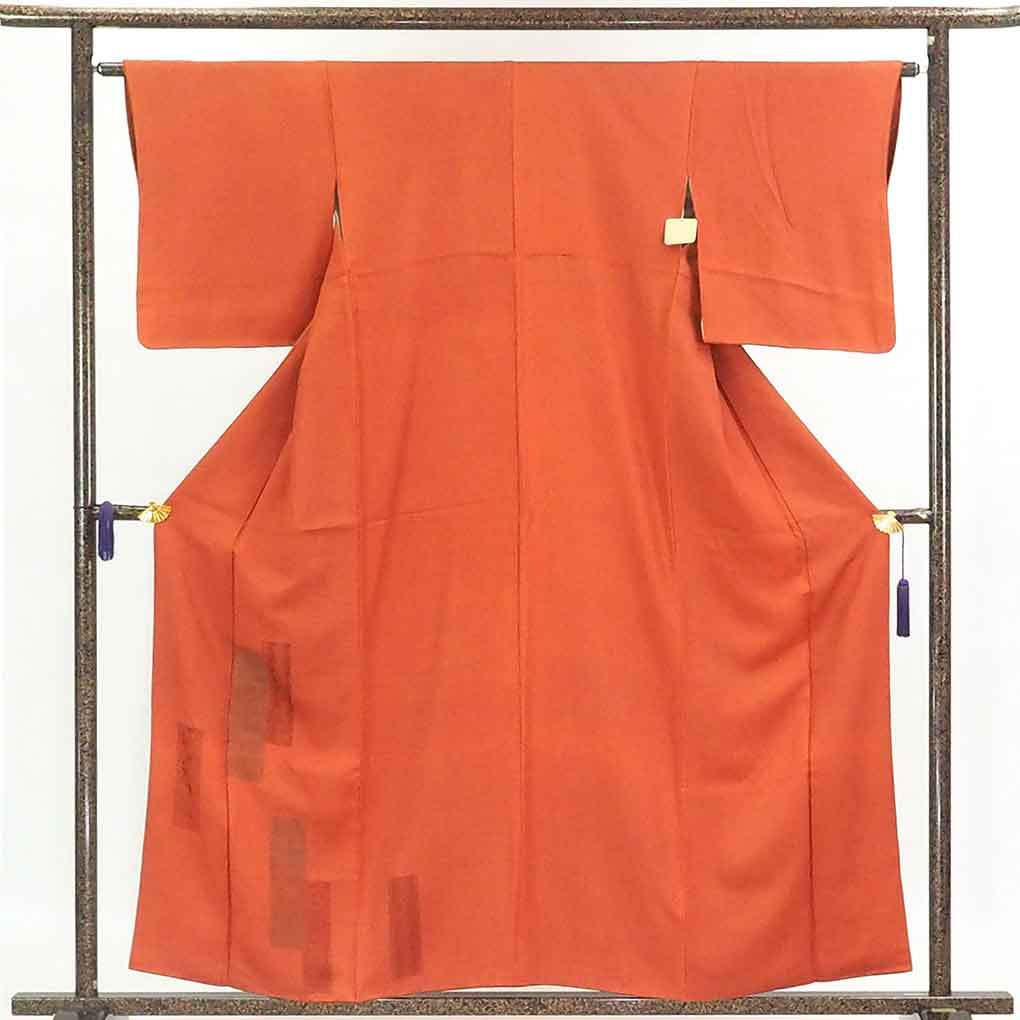 【中古】訪問着 リサイクル着物 身丈158cm 裄64cm 前幅23cm 後幅29cm 袖丈48.5cm 正絹（シルク） レディース 袷仕立 秋冬春用 茶色 裄Mサイズ リユース
