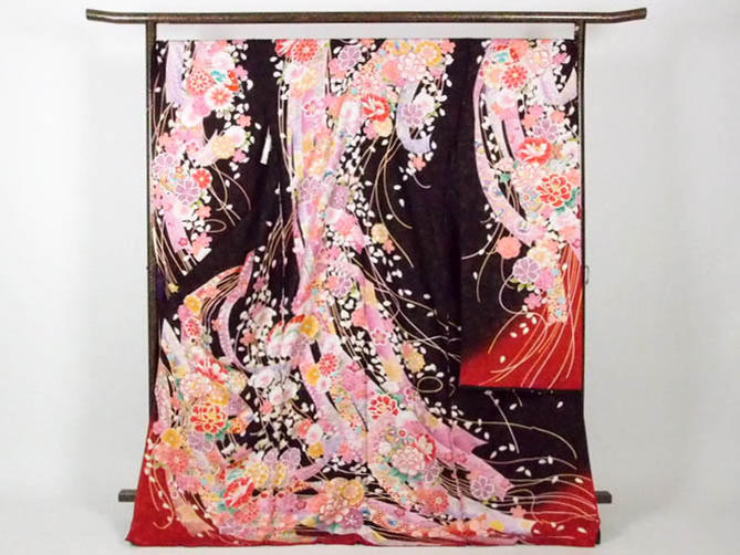 正絹逸品振袖フルセット／焦茶紫に総花柄フルオーダー別誂え仕立振袖19点フルセット｜リサイクル着物 呉服のきくや