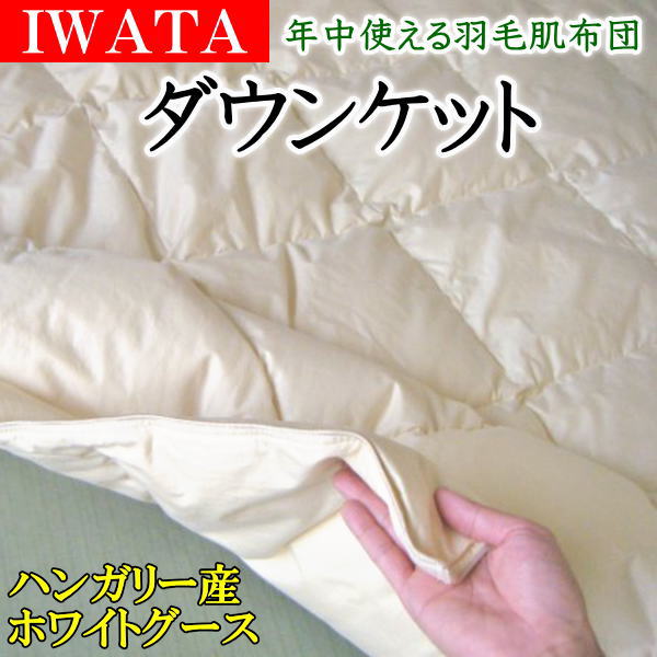 イワタ　羽ぶとん　羽毛布団　クリーニング済　ホワイトダウン　綿サテン生地　送料込 m_fukastan20.jpg