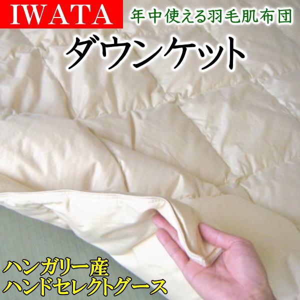 イワタ ダウンケットハンガリーハンドセレクトグースクイーンサイズ専用カバープレゼント   【イワタ羽毛布団 イワタダウンケット IWATA羽布団 iwta羽毛肌掛け布団 ｉｗａｔａ ＩＷＡＴＡ制羽毛布団 イワタ夏布団 クイーン羽毛布団】