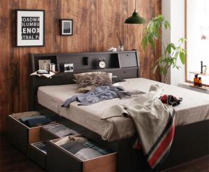 フラップ棚・照明・コンセント付多機能チェストベッド ポケットコイルマットレス付き セミダブル|眠りの森 たんごや