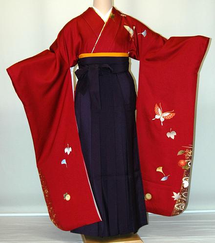 【レンタル】振袖、袴（はかま）レンタル【赤・ピンク・赤紫系】【HF744】標準/Ｌ寸/7号/9号/11号/13号/冬春キャンペーン