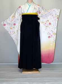 【賃借】振袖、袴（はかま）賃借【白・薄色系】【HF303】標準尺度/小っちゃい/S寸/Ｍ寸/7号/9号/11号/13号/冬春社会的運動