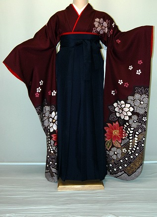 【レンタル】振袖、袴（はかま）レンタル【赤・ピンク・赤紫系】【HF905】標準/Ｌ寸/7号/9号/11号/13号/冬春キャンペーン