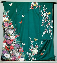 【レンタル】振袖レンタル【青・青紫・緑系】【RF918】ワイドサイズ/ゆったり/大きい/幅広/2Ｌ/3Ｌ/13号/15号/17号/19号/春冬キャンペーン