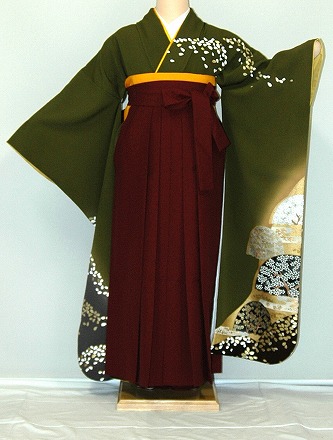 【レンタル】振袖、袴（はかま）レンタル【青・青紫・緑系】【HF805】標準/Ｌ寸/7号/9号/11号/13号/冬春キャンペーン