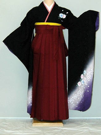 【レンタル】振袖、袴（はかま）レンタル【黒・茶・グレー系】【HF758】標準/Ｌ寸/7号/9号/11号/13号/冬春キャンペーン｜かしいしょうプラザ大きい留袖振袖