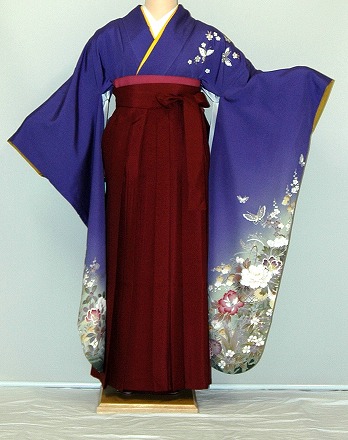 【レンタル】振袖、袴（はかま）レンタル【青・青紫・緑系】【HF316】標準/小柄/S寸/Ｍ寸/7号/9号/11号/13号/冬春キャンペーン 19,460円