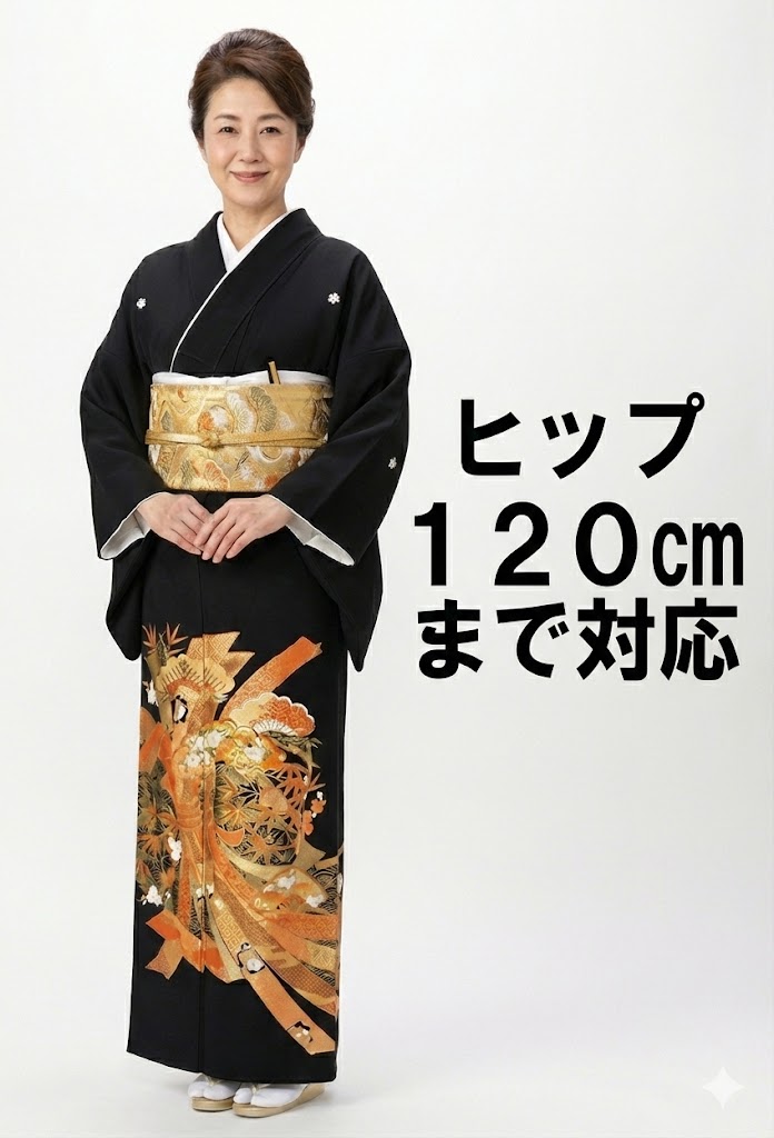 【留袖】レンタル 23号 H120cm迄 黒留袖 フルセットレンタル 往復送料無料 2L 3L 4L 15号 17号 19号 21号 23号 大きいサイズ ワイドサイズ ゆったりサイズ 留袖レンタル 貸衣装 正絹 黒留袖レンタル 結婚式 高級品 母親 服装トメソデ トメソデ たばねのし rental【rt224】