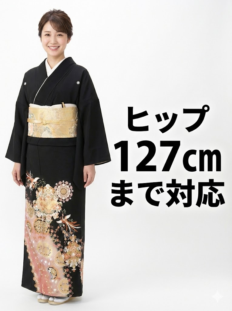 【留袖】レンタル 27号 H127cm迄 黒留袖 フルセットレンタル 往復送料無料 3L 4L 5L 19号 21号 23号 25号 27号 大きいサイズ ワイドサイズ ゆったりサイズ 留袖レンタル 貸衣装 正絹 大きな留袖 結婚式 高級品 母親 服装トメソデ トメソデ 黒トメソデ rental【rt252】