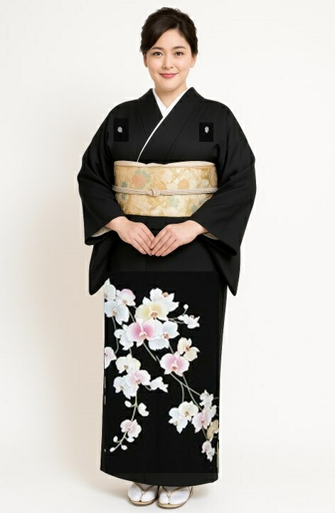作家物　ゆったり3Lの縁起の良い合わせ貝と 四季の花々の美しい黒留袖フルセット 作家物 ゆったり3Lの縁起の良い合わせ貝と 四季の花々の美しい