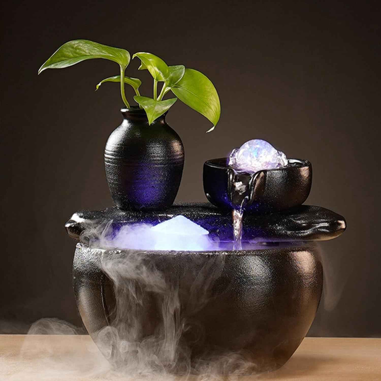 卓上噴水 置物 癒しグッズ 小さな噴水 室内 セラミック 噴水装飾 循環噴水 インテリア 雑貨 装飾品 ファッション 工芸品 卓上 噴水 玄関 部屋 ヨガ 瞑想に最適 リビングルーム プレゼント ギフ