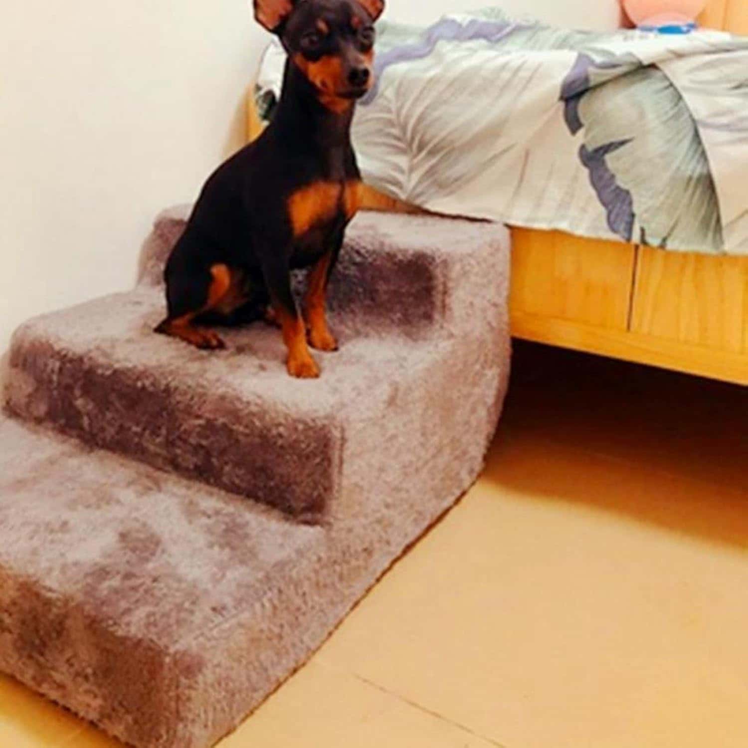 犬用ステップ 階段 ドッグステップ スロープ ペット踏み台 階段 高齢犬 短足種 耐荷重30KG 滑り止め ケガ防止 洗濯可能 カバー取り外し モフモフ 3段 4段