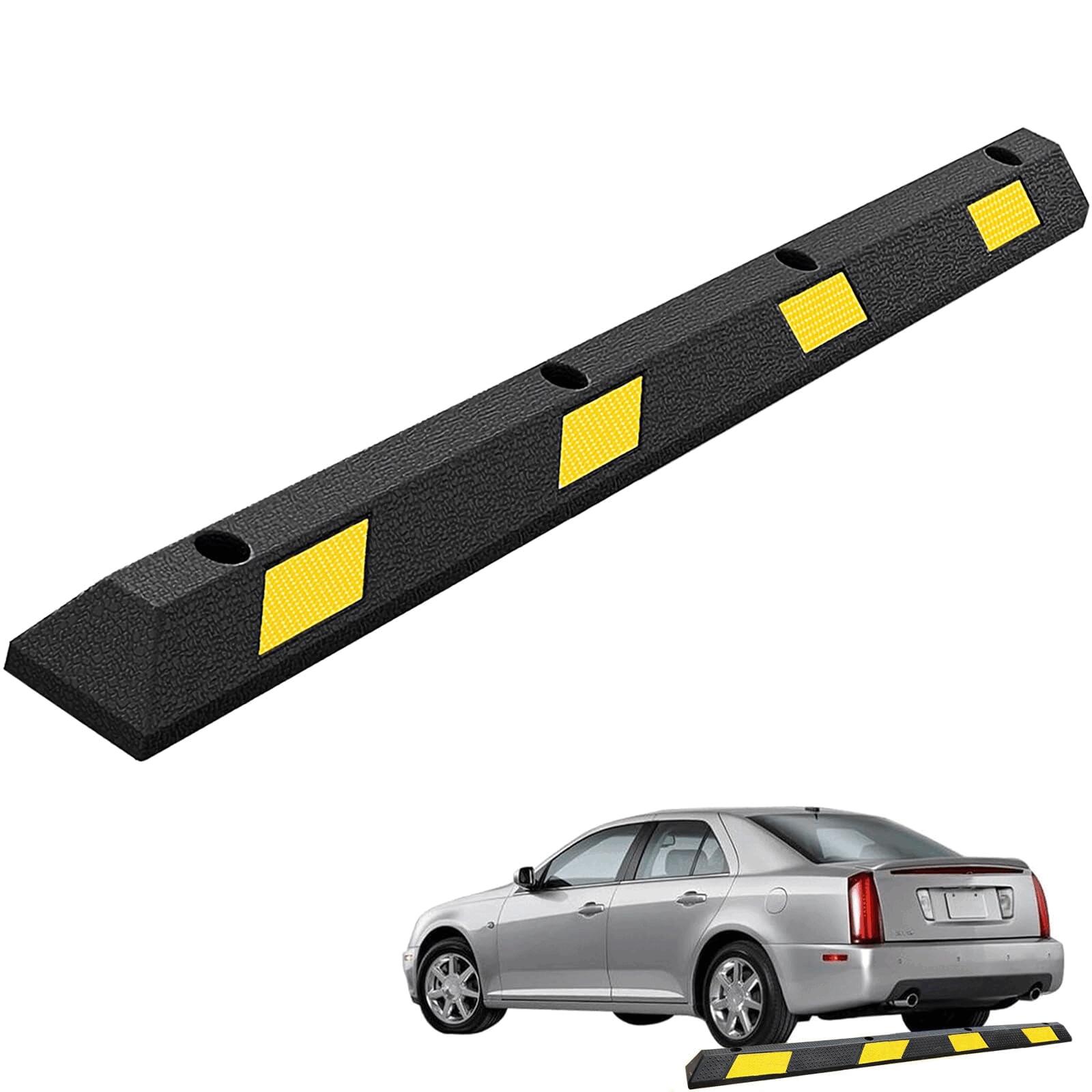 【200cm 超長タイプ】駐車サポート タイヤストッパー 車止め ガレージ用 パーキングブロック 反射板付き 耐候性強化 極厚ゴム製 取り付け簡単