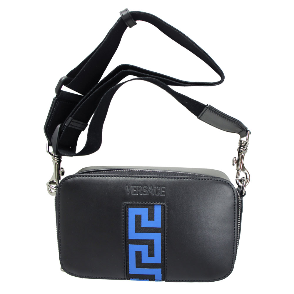 ヴェルサーチ　メンズ　ショルダーバッグ VERSACE ヴェルサーチ 超美品 レザー スタッズ ロゴ 2wayバッグ